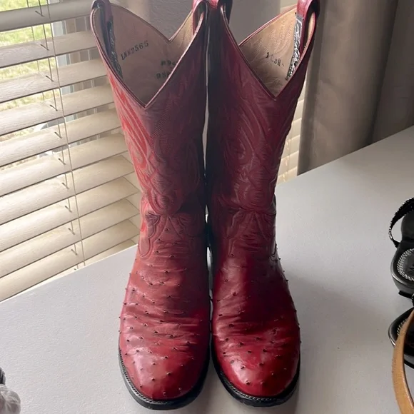 Larry Mahan | Shoes | Larry Maham Red Ostrich Boots Size 9 D  display picture 3